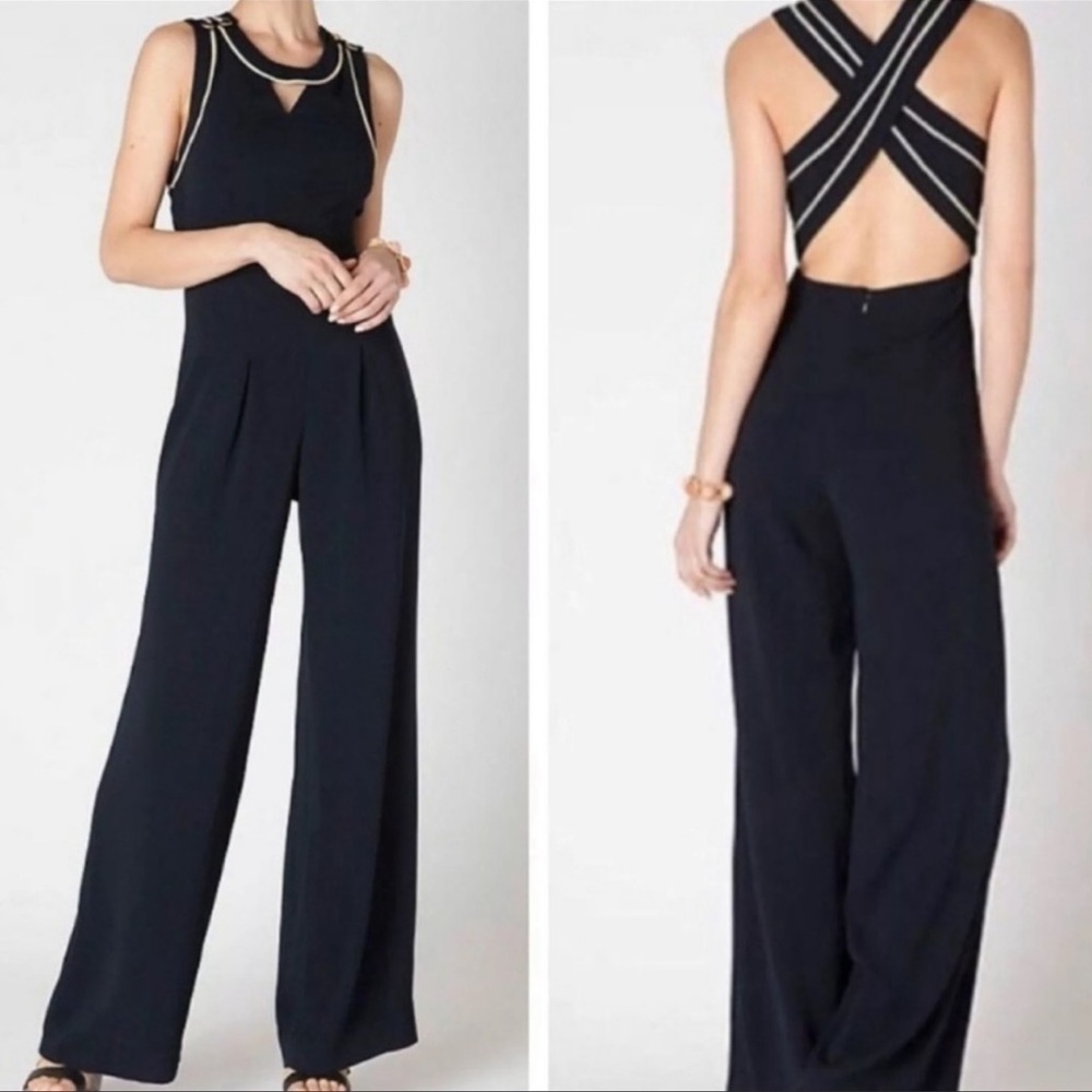 Anthropologie Cartonnier Whitney Jumpsuit Navy Nautical Women’s Size 10
